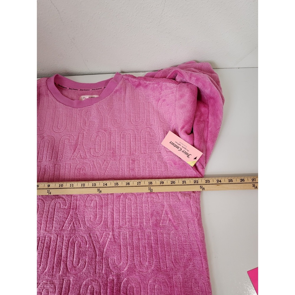 Juicy Couture Pink Plush Velour Lounge Set Embossed Logo 2 Pc Women XL NWT - Picture 4 of 11